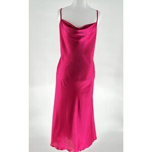 Bebe Fuchsia Satin Slip Dress With Adjustable Straps Size S